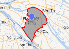 bản đồ huyện Mỏ Cày Bắc Bến Tre