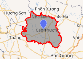 bản đồ huyện Tân Yên Bắc Giang
